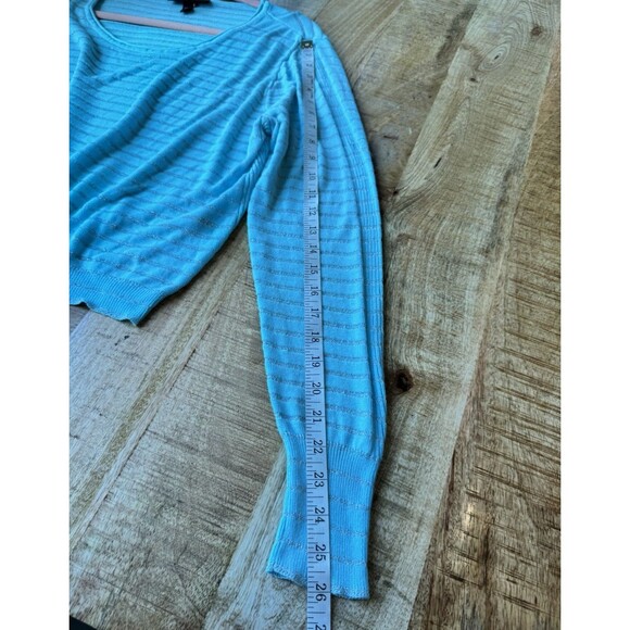 Lane Bryant Women's Blue Shimmer Striped Pullover Knit Cropped Sweater 22/24 - Picture 12 of 12